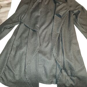 Textured Open Front Cardigan in Charcoal